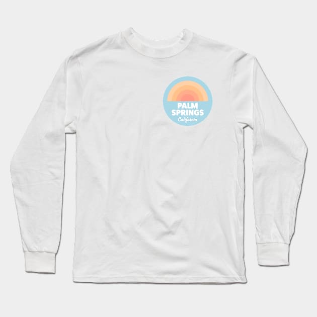 Palm Springs Retro Rainbow Badge Blue Long Sleeve T-Shirt by modeoftravel